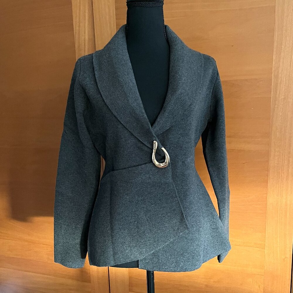 Zara Asymmetrical Knit Sweater Blazer in Charcoal Grey NWT, S